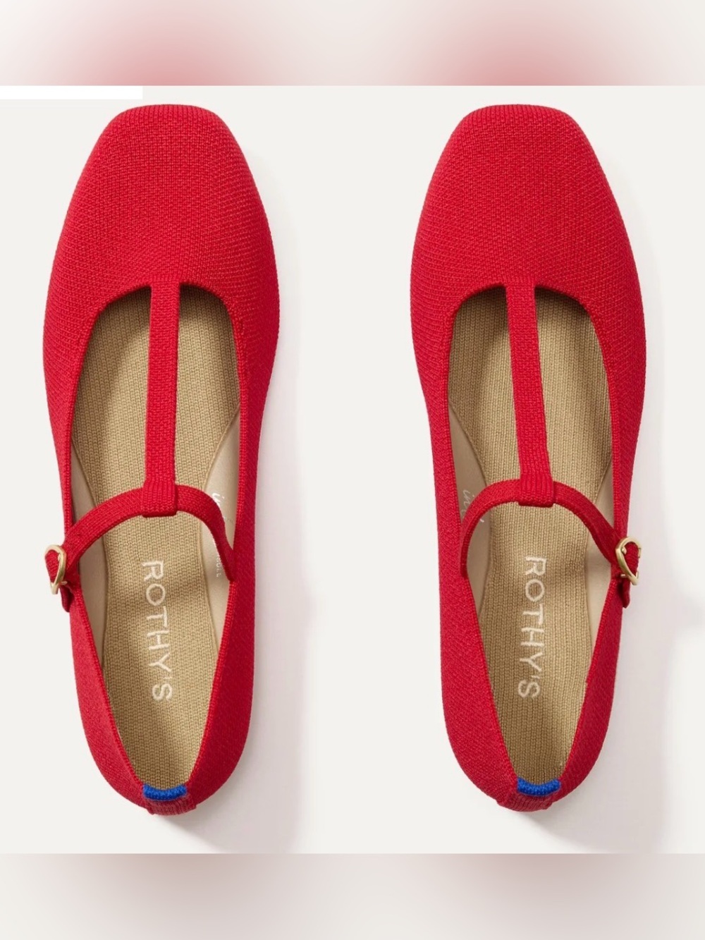 ROTHY'S The T-Strap Mary Jane Red Crisp Women's Flat Size US 10.5 NWOB - Picture 2 of 9